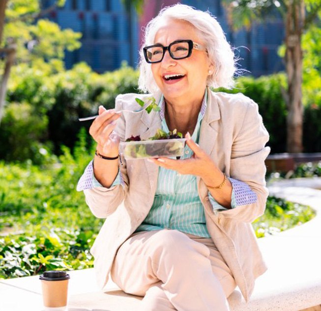 Lady enjoys salad