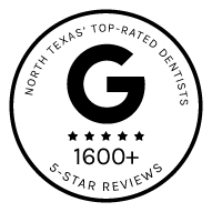 Badge that reads top rated dentist on Google over 1000 5 star reviews